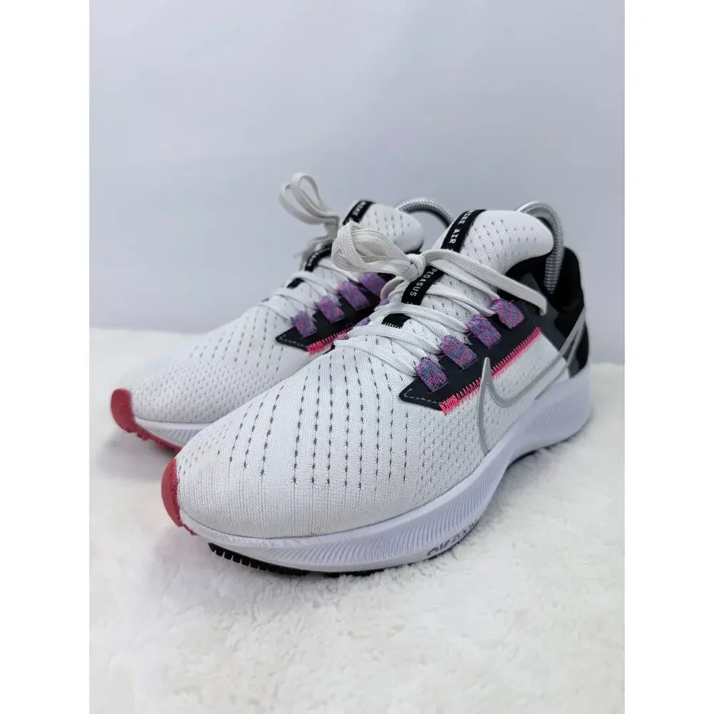 Nike Air Zoom Pegasus 38 White Metallic Silver Womens Size 7.5 CW7358-101